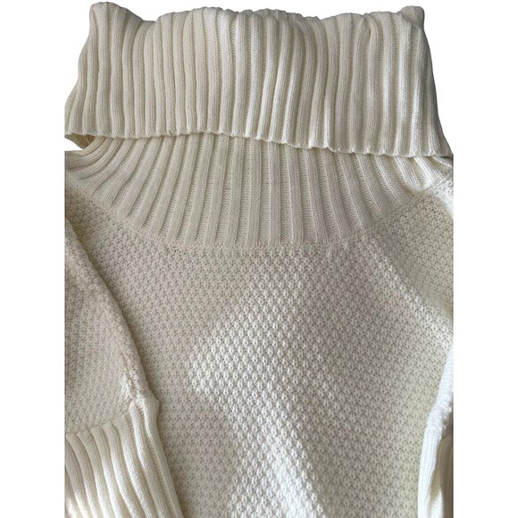 Winter Layers – Off-White Knit Turtleneck Sweater Waffle & Rib Texture Size 0M - Picture 8 of 9